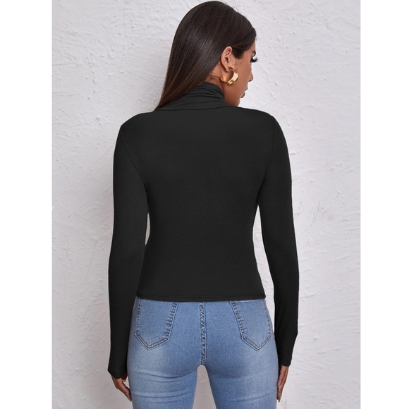 Black Turtle Neck Long Sleeve Tee - Picture 4 of 11